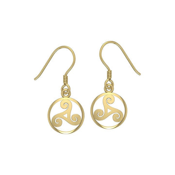 Celtic Threefold Solid Gold Earrings GTE854 - Jewelry